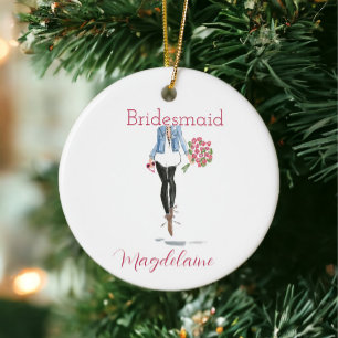 Bridesmaid Proposal Fashion Floral Cross Custom Ceramic Ornament