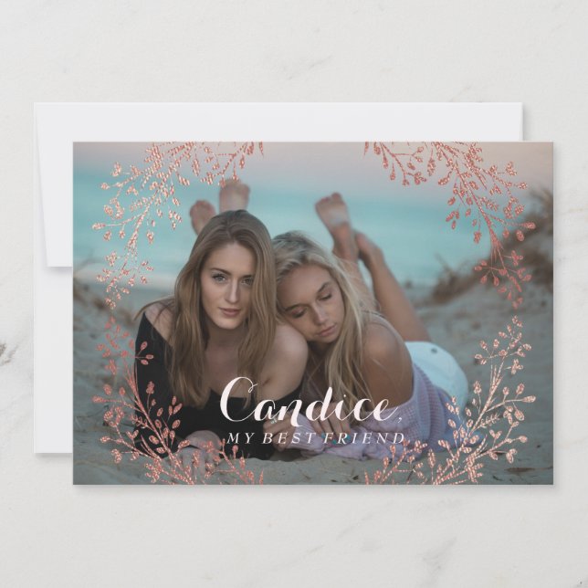 Bridesmaid Proposal Faux Rose Gold Floral Border Invitation (Front)