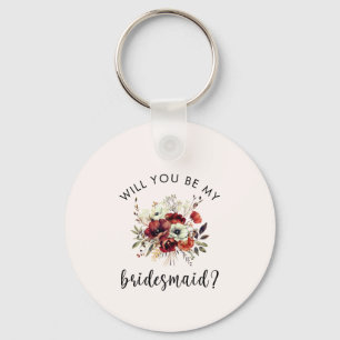 Bridesmaid Proposal Floral Heartfelt Note Keychain