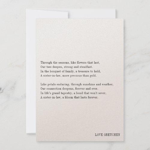 Bridesmaid Proposal for Sister_In_Law with poem Invitation