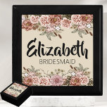 Bridesmaid Proposal Gift Customized Bridal Shower Box<br><div class="desc">Do you need a unique bridal party gift? Why not give your bridesmaids a personalized wooden jewelry keepsake box! This gift is perfect for any bride who wants to show her appreciation for all she does for her big day. The boho floral design on this box is perfect for any...</div>