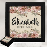 Bridesmaid Proposal Gift Customized Bridal Shower Gift Box<br><div class="desc">Do you need a unique bridal party gift? Why not give your bridesmaids a personalized wooden jewelry keepsake box! This gift is perfect for any bride who wants to show her appreciation for all she does for her big day. The boho floral design on this box is perfect for any...</div>