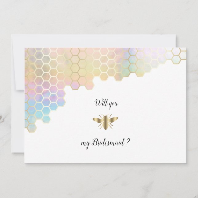 Bridesmaid proposal golden bee invitation (Front)