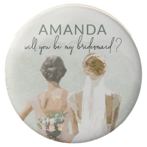 Bridesmaid Proposal Green Watercolor Chocolate Covered Oreo