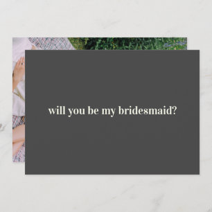 Bridesmaid Proposal in Black with Photo on Back Note Card