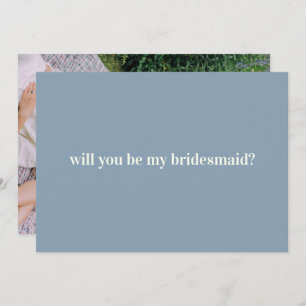 Bridesmaid Proposal in Blue with Photo on Back Note Card