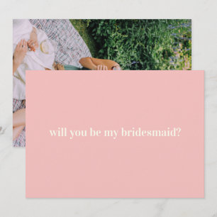 Bridesmaid Proposal in Blush with Photo on Back Note Card