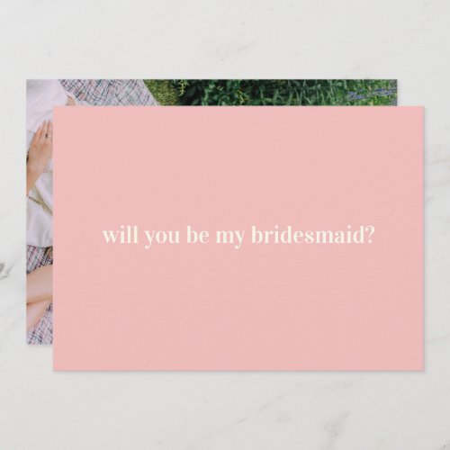 Bridesmaid Proposal in Blush with Photo on Back Note Card