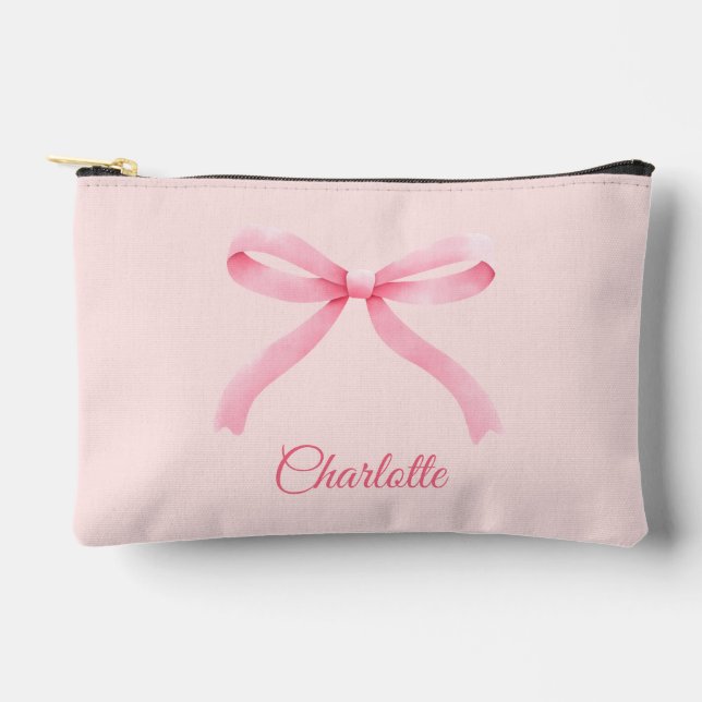Bridesmaid Proposal Makeup Bag Pink Personalized (Front)