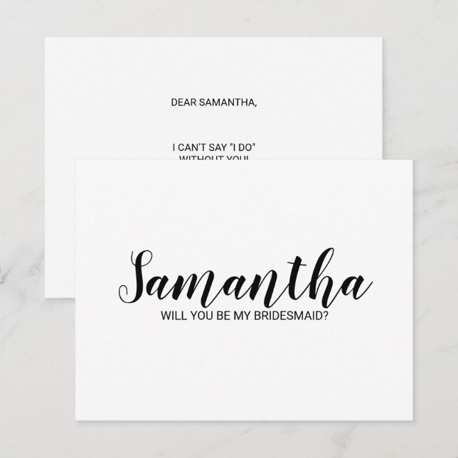 Bridesmaid Proposal | Modern Script Invitation (Front/Back)