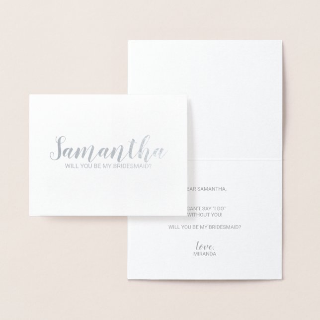 Bridesmaid Proposal | Modern Script Silver Foil Card (Display)