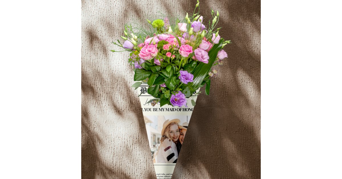 Bridesmaid Proposal Newspaper Bouquet Photo Wrapping Paper