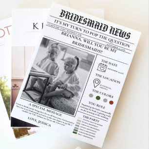 Bridesmaid proposal newspaper+Bridesmaid info card