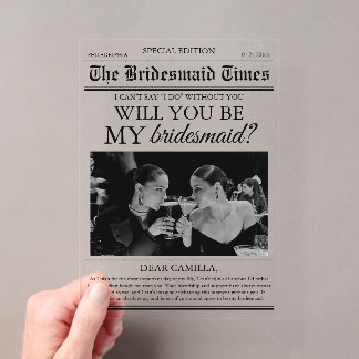 Bridesmaid Proposal Newspaper Photo Acrylic Invitations