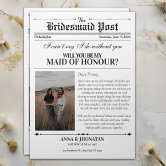 Newspaper Unique Bridesmaid Proposal Photo Invitation