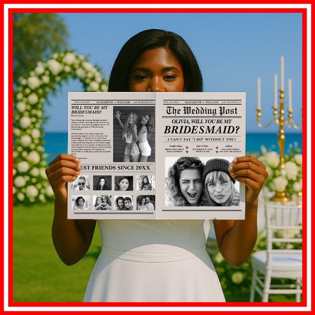 Bridesmaid Proposal Newspaper Unique Maid of Honor Card (Creator Uploaded)