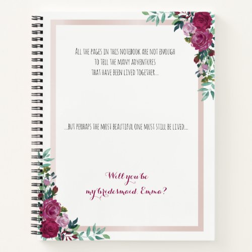 Bridesmaid proposal notebook  alternative idea