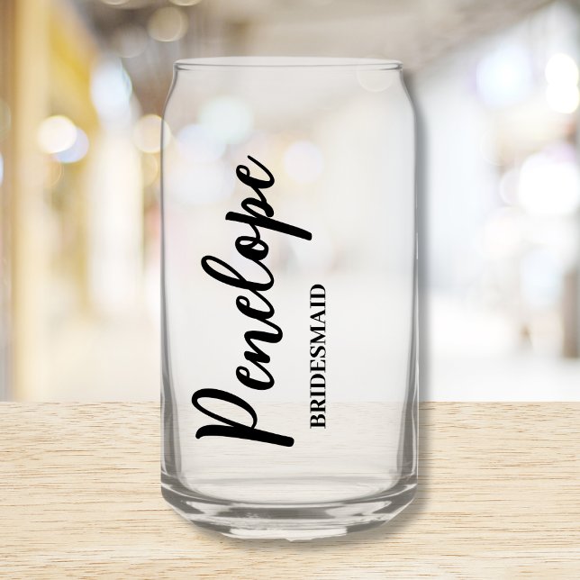 Bridesmaid Proposal Personalized Name And Role Can Glass (bridesmaid gift bridal shower favor personalized wine glass)