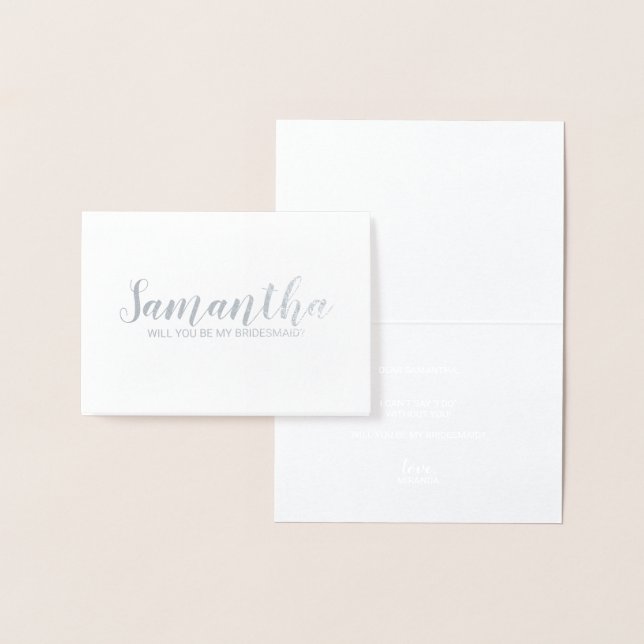 Bridesmaid Proposal | Personalized Name Silver Foil Card (Display)