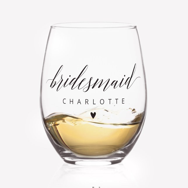 Bridesmaid Proposal Personalized Name Stemless Wine Glass (Creator Uploaded)