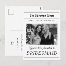 Bridesmaid Proposal Photo Newspaper