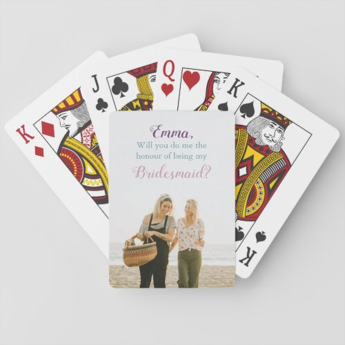 Bridesmaid Proposal Photo Personalized Playing Cards