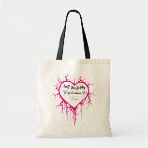 Bridesmaid Proposal Pink Cracked Heart Budget Tote