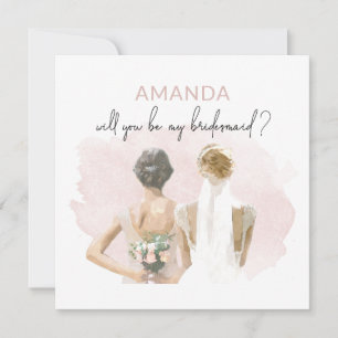 Bridesmaid Proposal Pink Watercolor Card