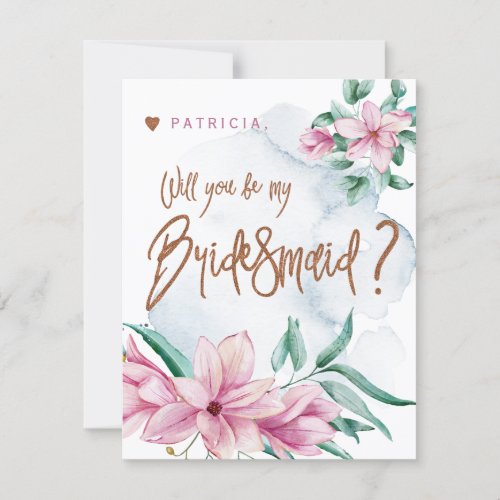 Bridesmaid proposal pink will you be my bridesmaid invitation