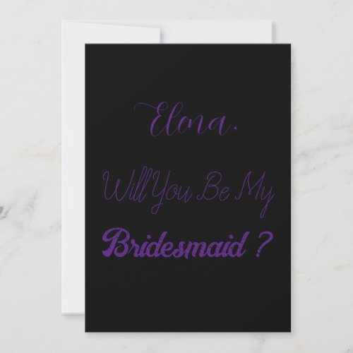 Bridesmaid Proposal Purple Black Elegant Wedding Invitation