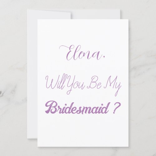 Bridesmaid Proposal Purple Lilac Lavender Wedding Invitation