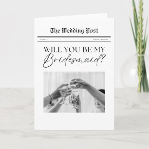 Bridesmaid Proposal, simple Newspaper Card