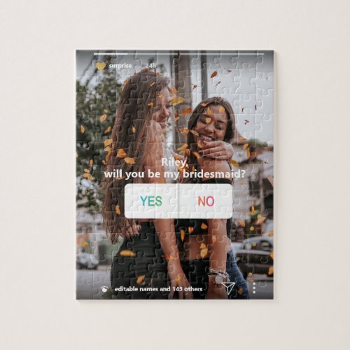 Bridesmaid Proposal Social Media YesNo Unique Fun Jigsaw Puzzle