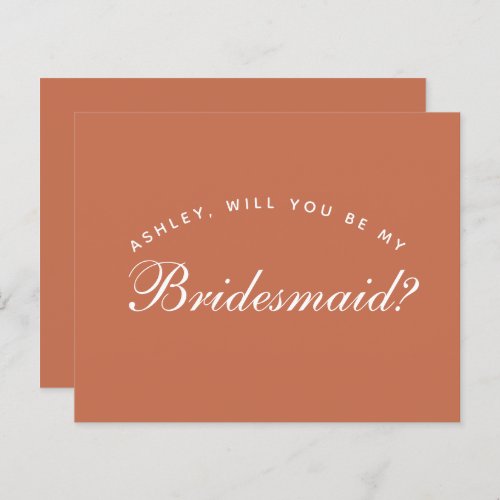 Bridesmaid Proposal Terracotta Budget Simple Brown