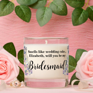 Bridesmaid Proposal Wedding Cake Script Jar Scented Candle