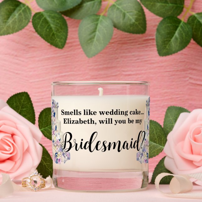 Bridesmaid Proposal Wedding Cake Script Jar Scented Candle (Wedding)