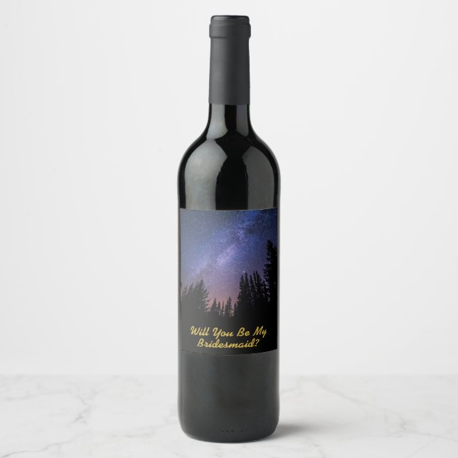 Bridesmaid Proposal Wine Label - Starry Night (Front)