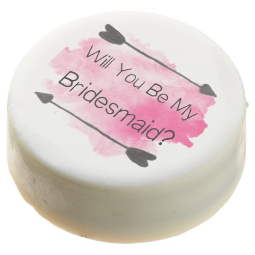 Bridesmaid Proposal with Watercolor Background Chocolate Covered Oreo