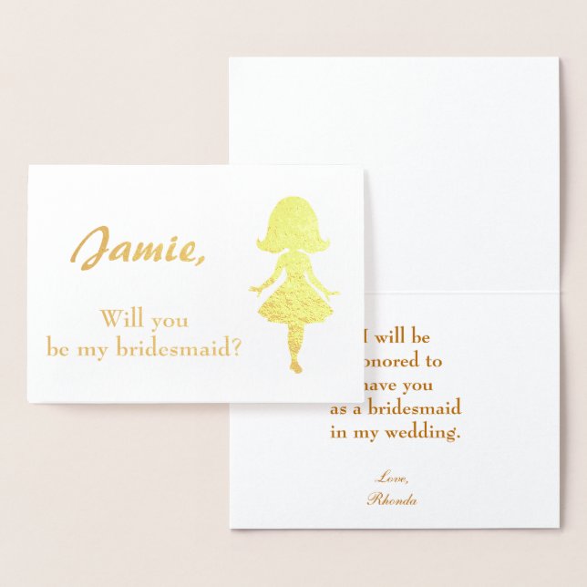 Bridesmaid Proposal Woman silhouette Foil Card (Display)