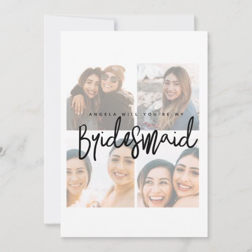 Bridesmaid propsal faded photo collage Flat Card