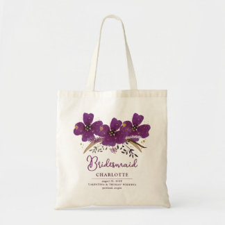 Bridesmaid Purple Flowers Tote Bag