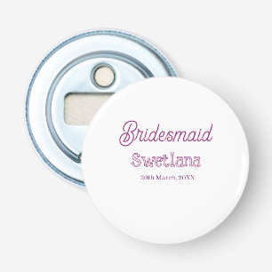bridesmaid purple pink name date maid of honor bac bottle opener