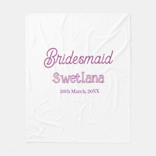 bridesmaid purple pink name date maid of honor bac fleece blanket