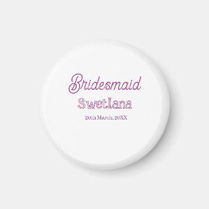 bridesmaid purple pink name date maid of honor bac magnet