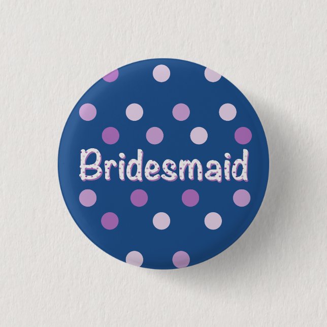 Bridesmaid Purple Polka Dot Button (Front)