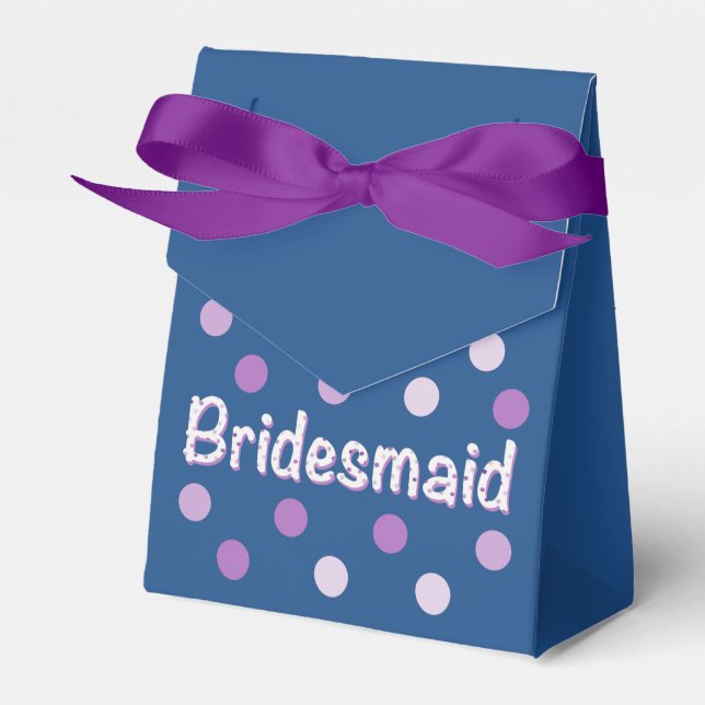 Bridesmaid Purple Polka Dot Favor Boxes (Front Side)