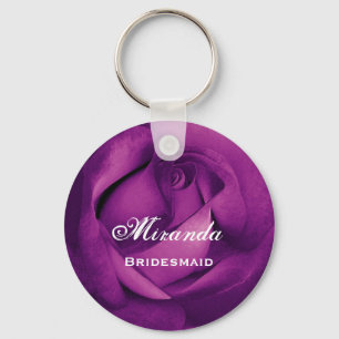 Bridesmaid Purple Rose E060 Keychain
