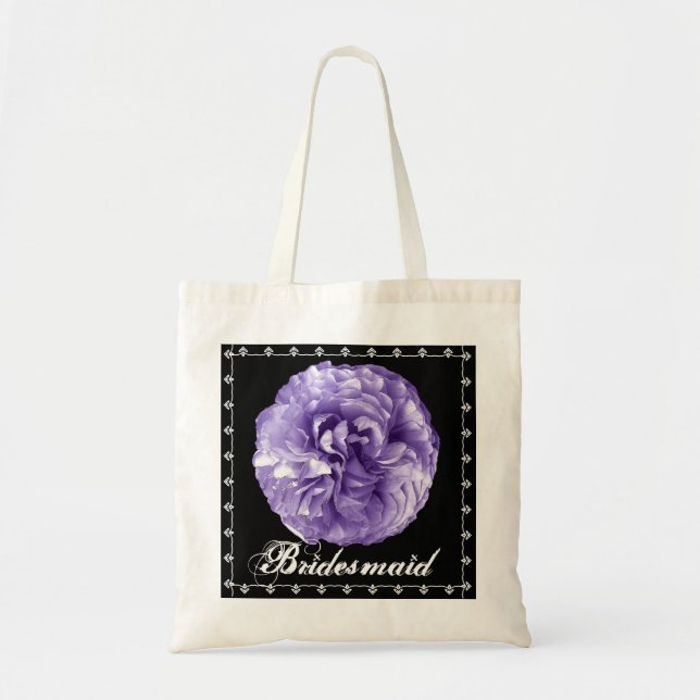 BRIDESMAID Purple Rose Lace Wedding Favor Bag (Front)