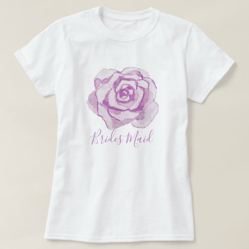 Bridesmaid  Purple Watercolor Rose T_Shirt