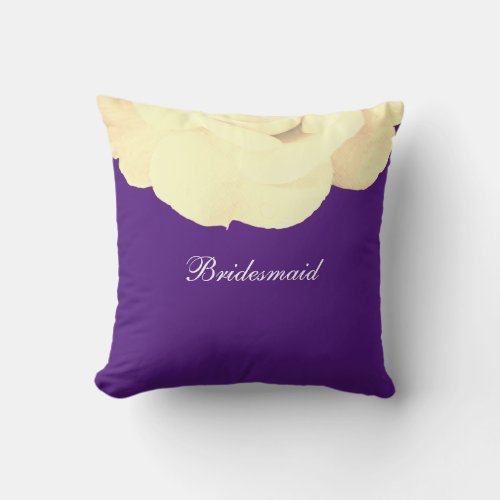 Bridesmaid Purple White Wedding Floral Elegant Throw Pillow